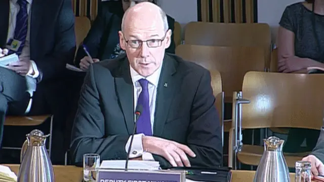 John Swinney being quizzed by members of Holyrood's devolution committee