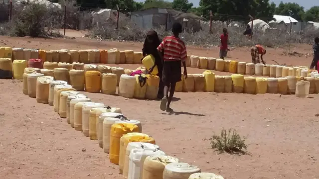 Line of jerry cans