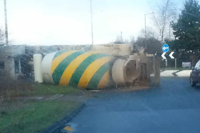 The toppled cement mixer, picture: The Marketing People