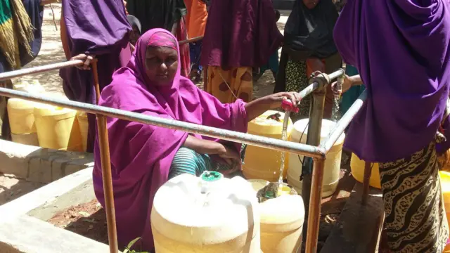 Women waiting at borehole