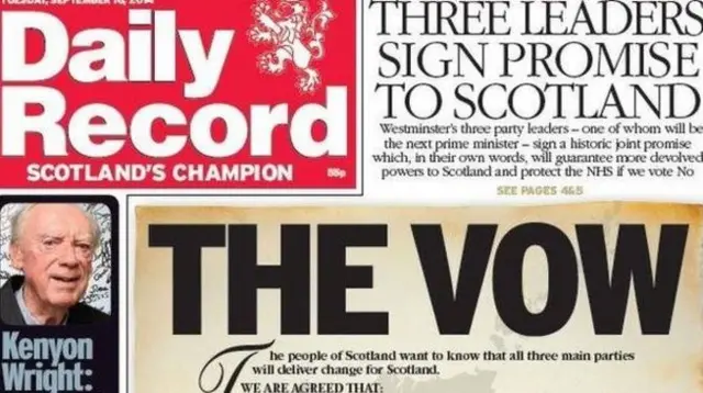 Daily Record 'The Vow' front page