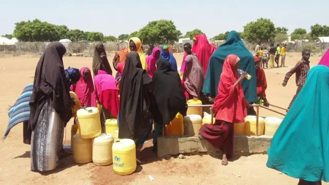 Women waiting at borehole