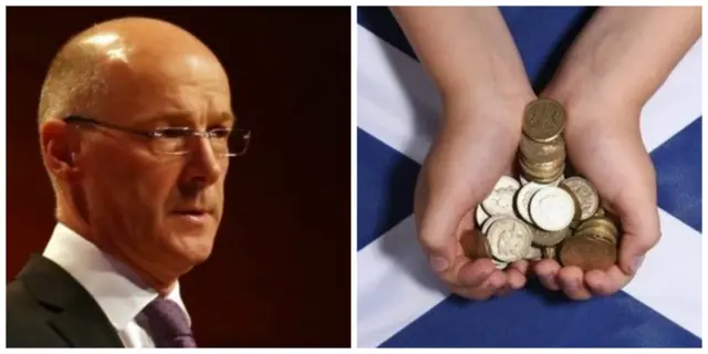 John Swinney and money on a Saltire montage