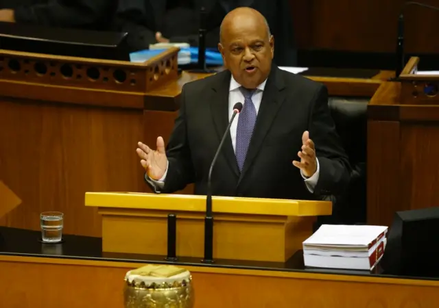 South Africa"s Finance Minister Pravin Gordhan delivers his 2016 Budget address to Parliament in Cape Town, February 24, 2016