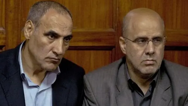 Sayed Mousavi (L) and Ahmad Mohammed in court in Nairobi, Kenya, on 23 July 2012