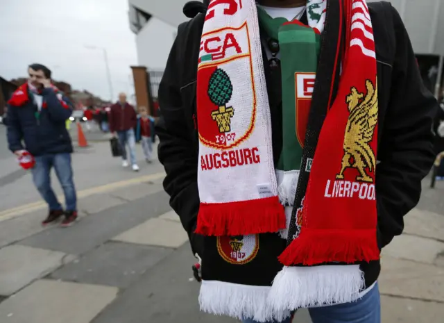 Liverpool v Augsburg scarves