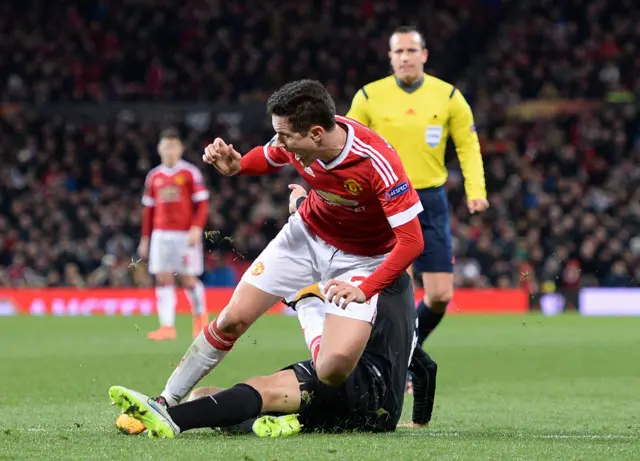 Ander Herrera is brought down for Manchester United's penalty