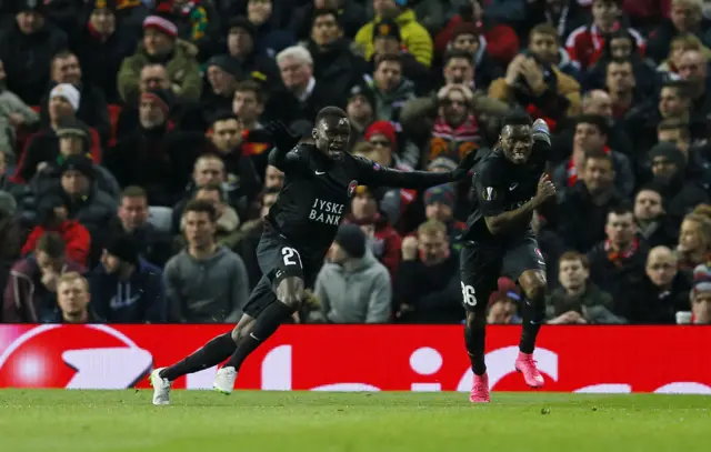 Sisto celebrates for FC Midtjylland