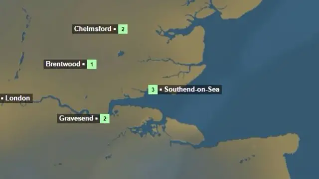 Weather map for Essex