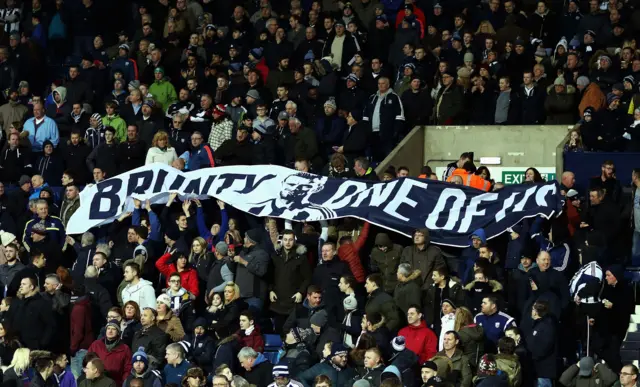 West Brom fans show their support for Chris Brunt