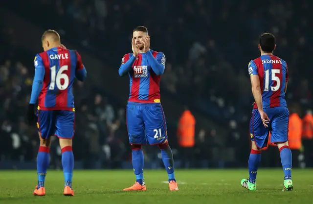 Dejected Crystal Palace striker Connor Wickham thanks the fans