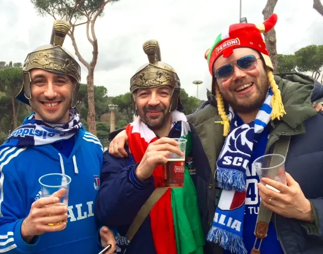 Fans ahead of the Six Nations game between Italy and Scotland