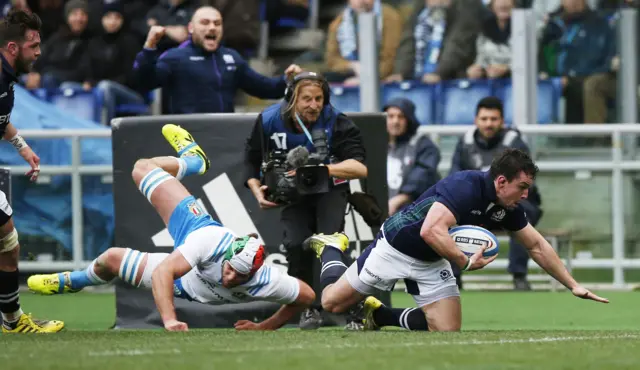 John Hardie scores Scotland's second try