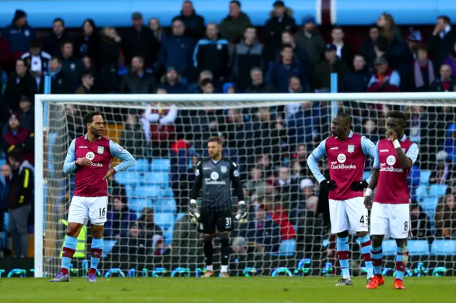 Aston Villa players after defeat by Liverpool