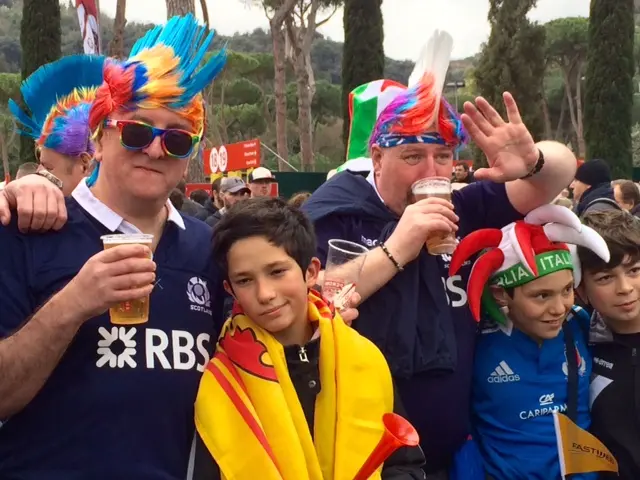 Scotland fans ahead of the Six Nations game away to Italy