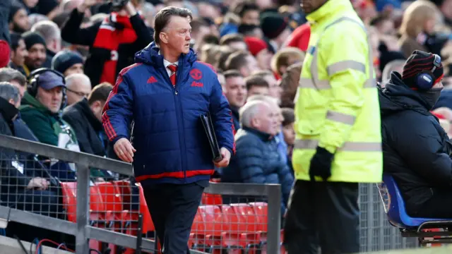 Louis van Gaal comes out for the second half