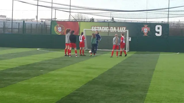 Ole United warm-up for the Under-16 girls semi-finals in Manchester