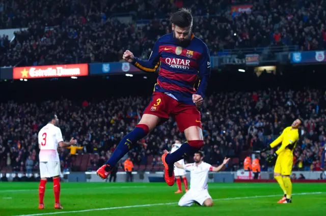 Gerard Pique celebrates