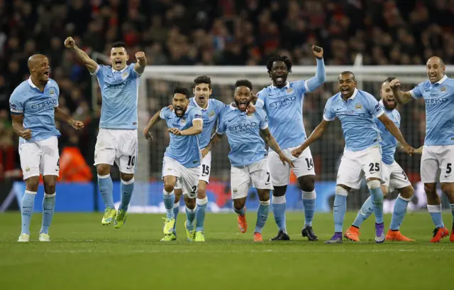 Manchester City players celebrate