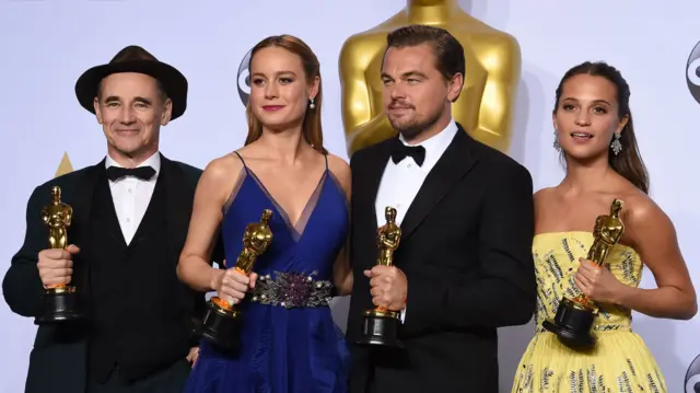 Mark Rylance, Brie Larson, Leonardo DiCaprio and Alicia Vikander