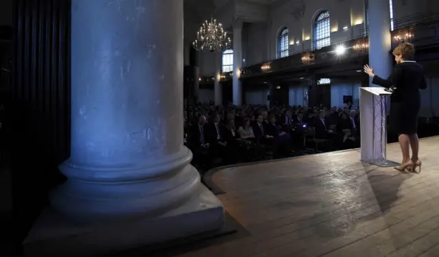 Nicola Sturgeon speaking in London