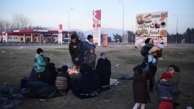 Syrian refugees near the northern Greek village of Idomeni