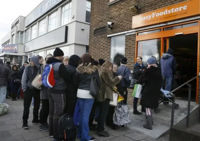 People queuing outside easyFoodstore