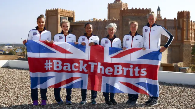 Great Britain Fed Cup team, with Jocelyn Rae (right)