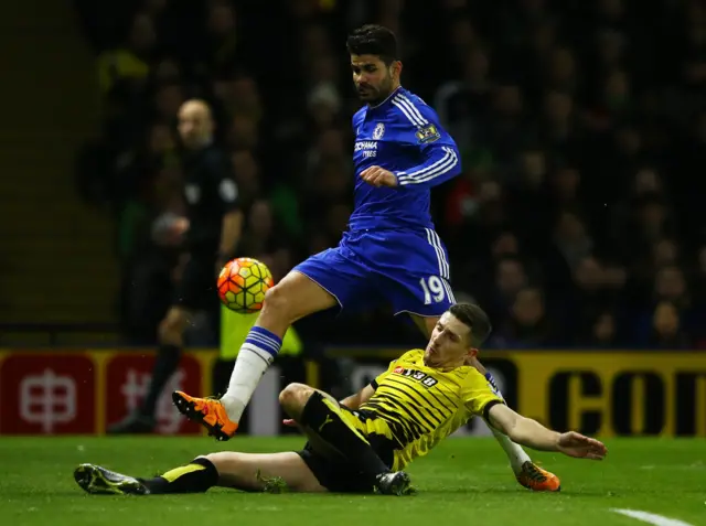 Diego Costa sees his shot blocked