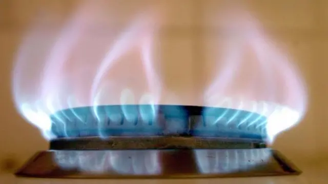 Close up of gas flame on hob