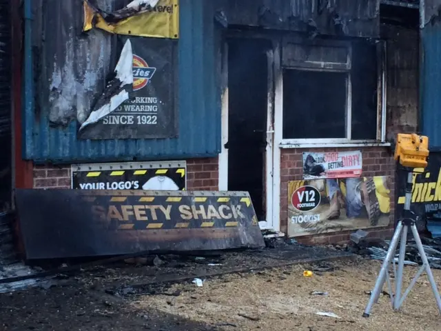 Fire damaged building in Ross-on-Wye