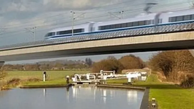 An artist's impression of the HS2 line