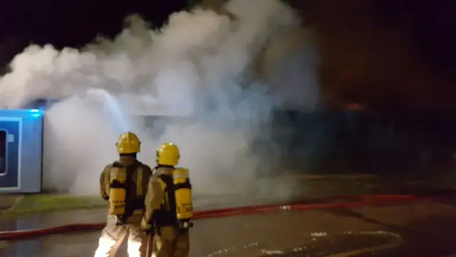 Firefighters tackle a blaze in Ross-on-Wye