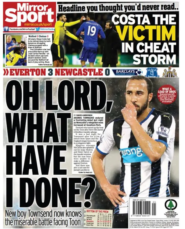 Thursday's Daily Mirror