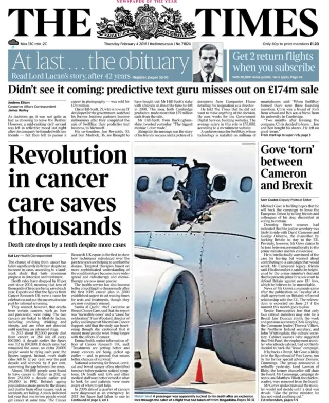 The Times front page