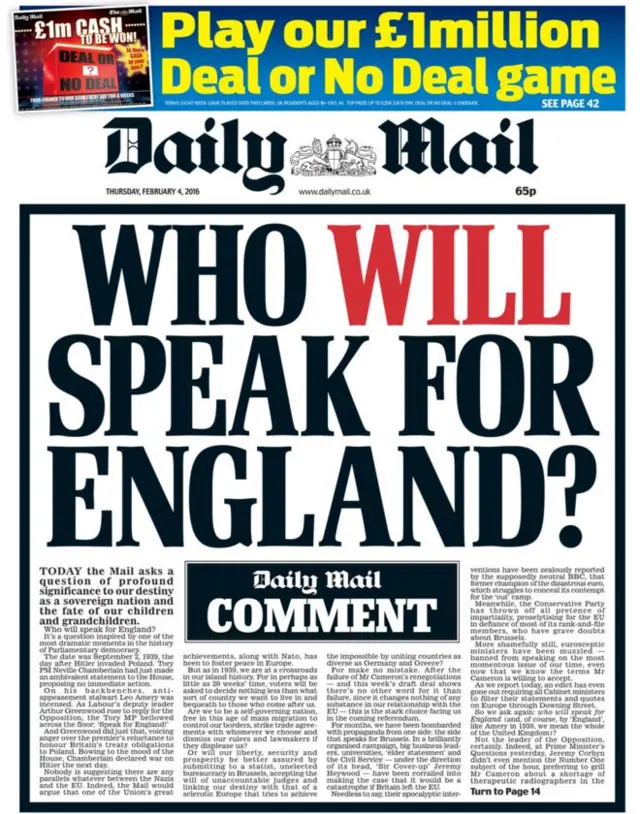 Daily Mail front page