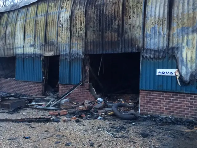 Fire damaged building in Ross-on-Wye
