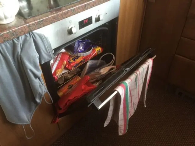 sweet treats and bags for life stored in oven