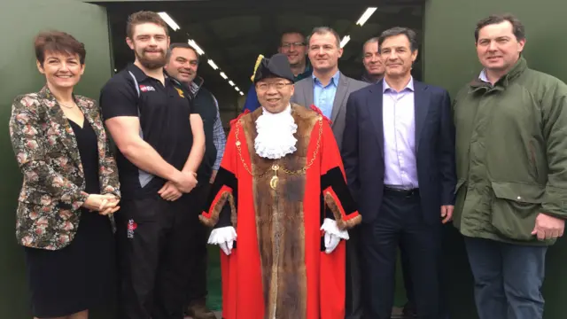 The Mayor of St Edmundsbury with Bury Rugby Club staff