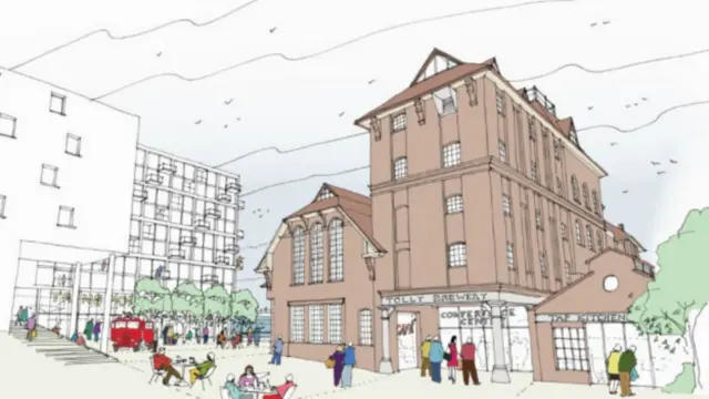 Artist's impression of brewery redevelopment