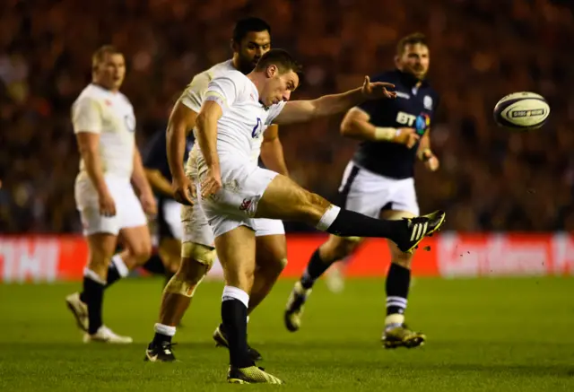 George Ford kicks the ball