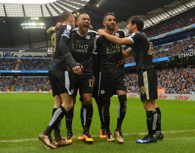 Riyad Mahrez celebrates