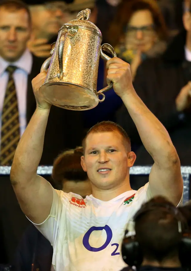 Dylan Hartley raises the Calcutta Cup