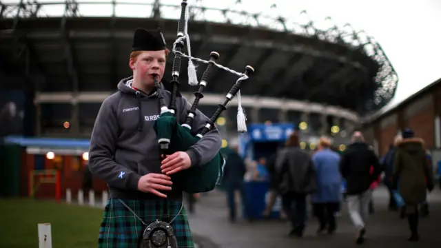 A piper outside Murrayfield