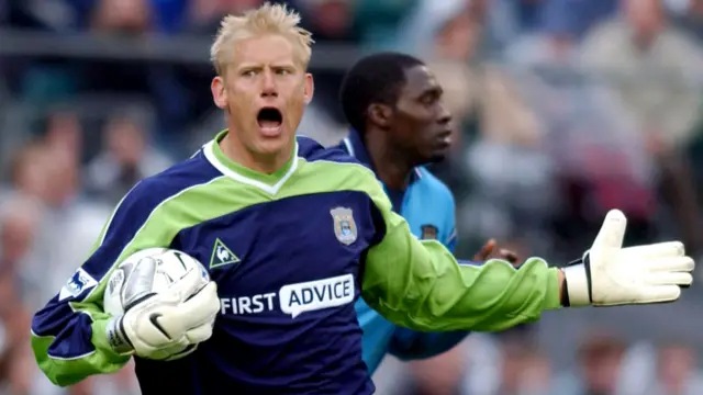 Peter Schmeichel playing for Man City