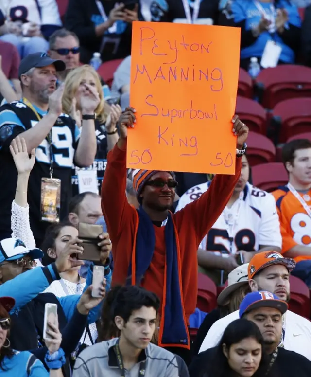 A Denver Broncos fan in the stands