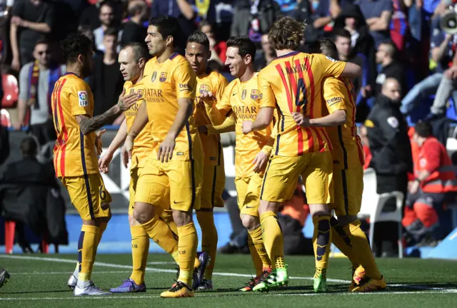 Barcelona's players celebrate