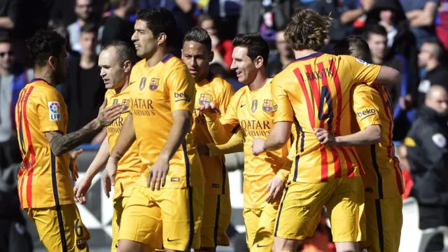 Barcelona's players celebrate