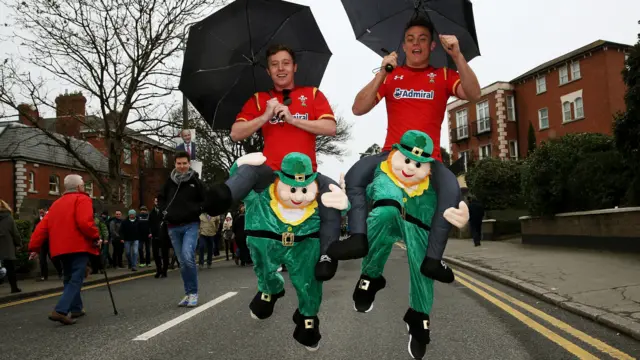 Wales fans in fancy dress