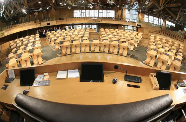 Holyrood's chamber from the perspective of the presiding officer